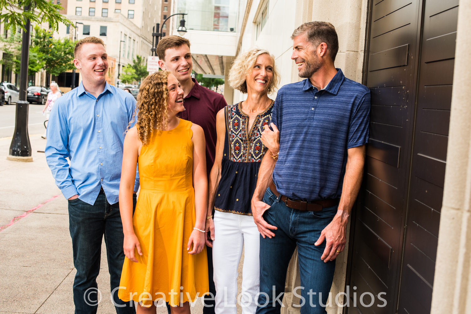 family portrait in downtown Madison Wi 