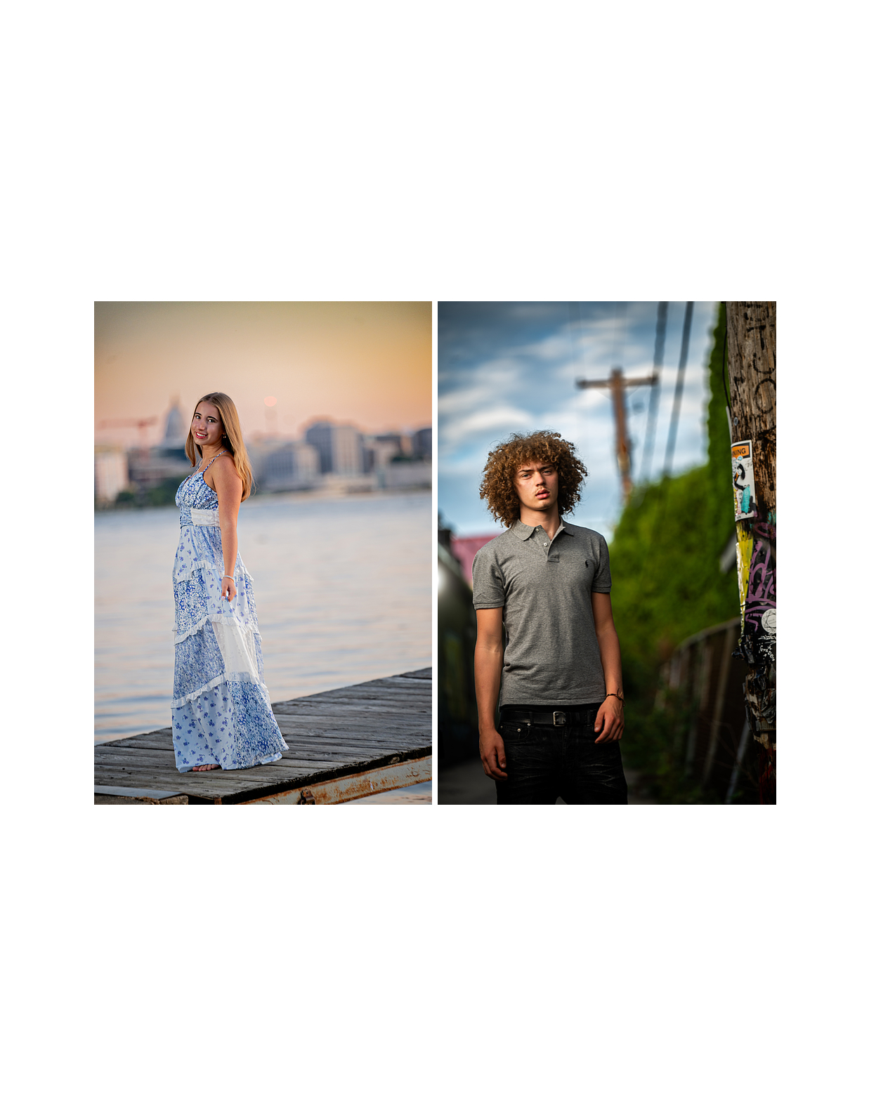 Outdoor senior photos at sunrise for Madison WI high school student