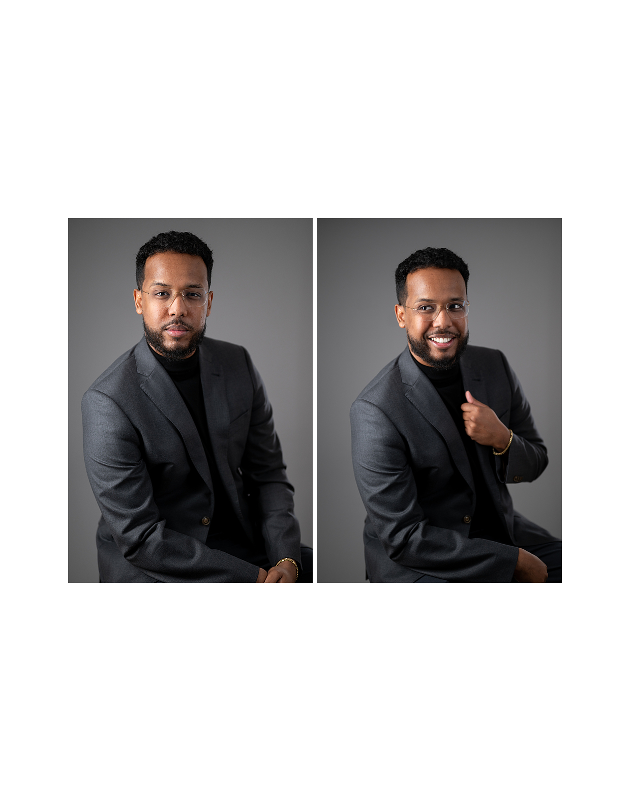 Corporate headshot of male professional in studio with confident expression and natural lighting