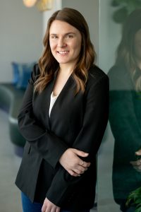 Business professional headshot in modern office space Madison WI