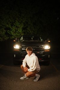 Night shot with Graham's truck for senior portraits.