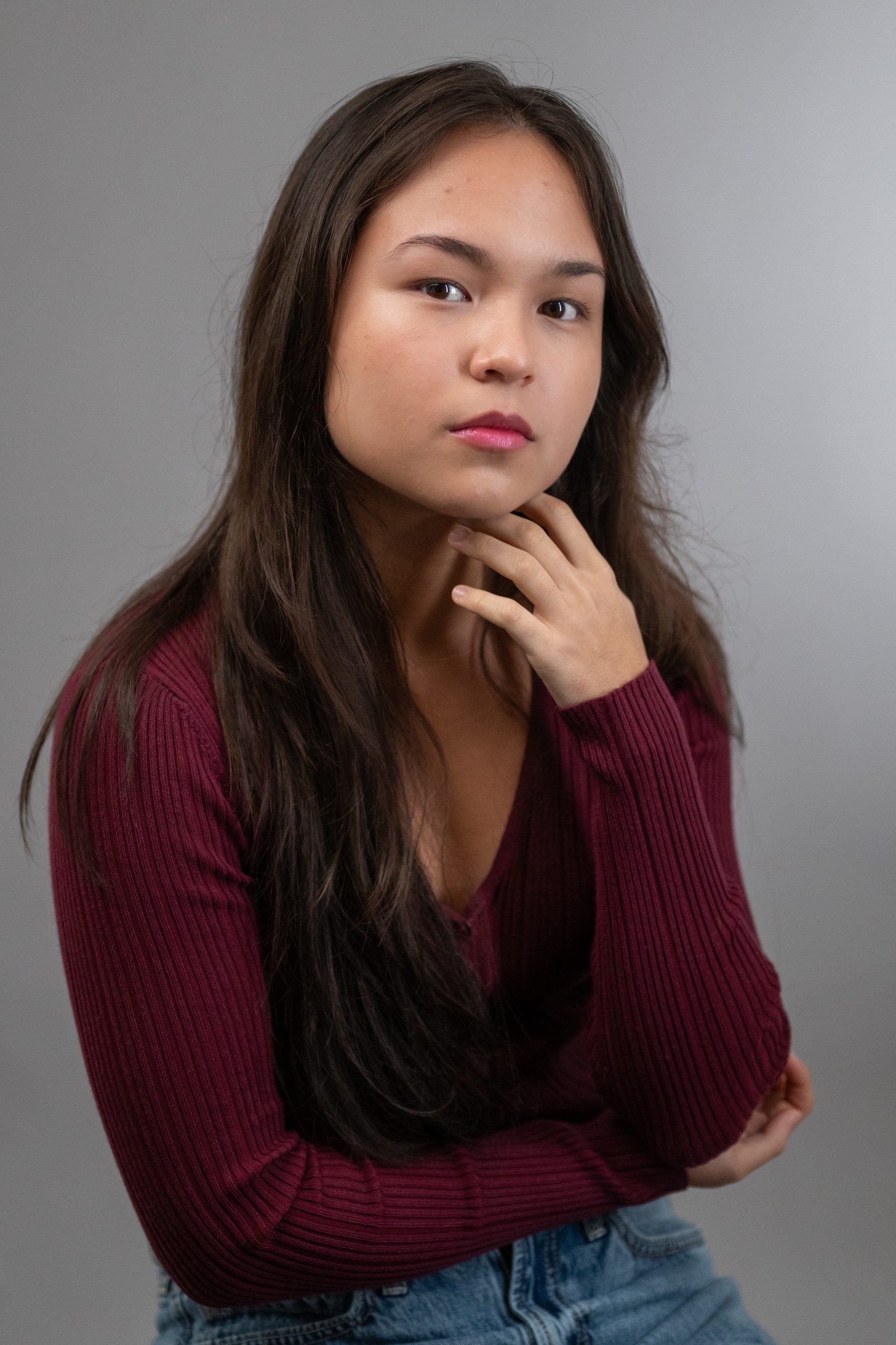 Dramatic acting headshot Madison Wisconsin studio lighting