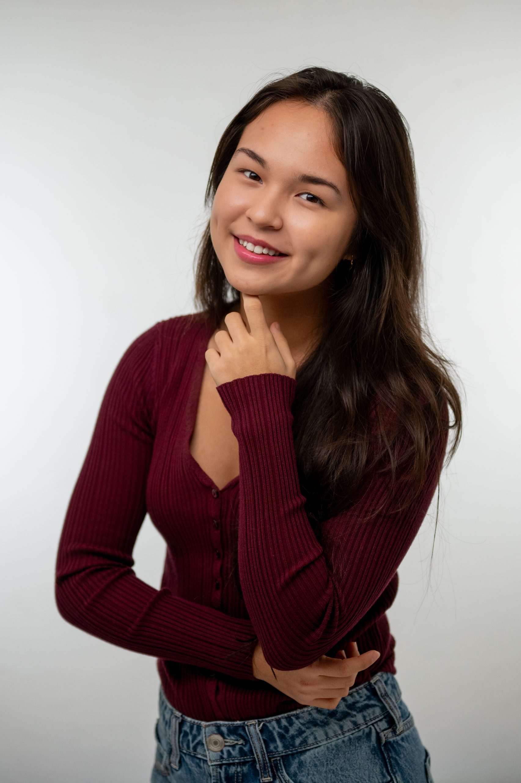 Close up acting headshot natural light look Madison WI