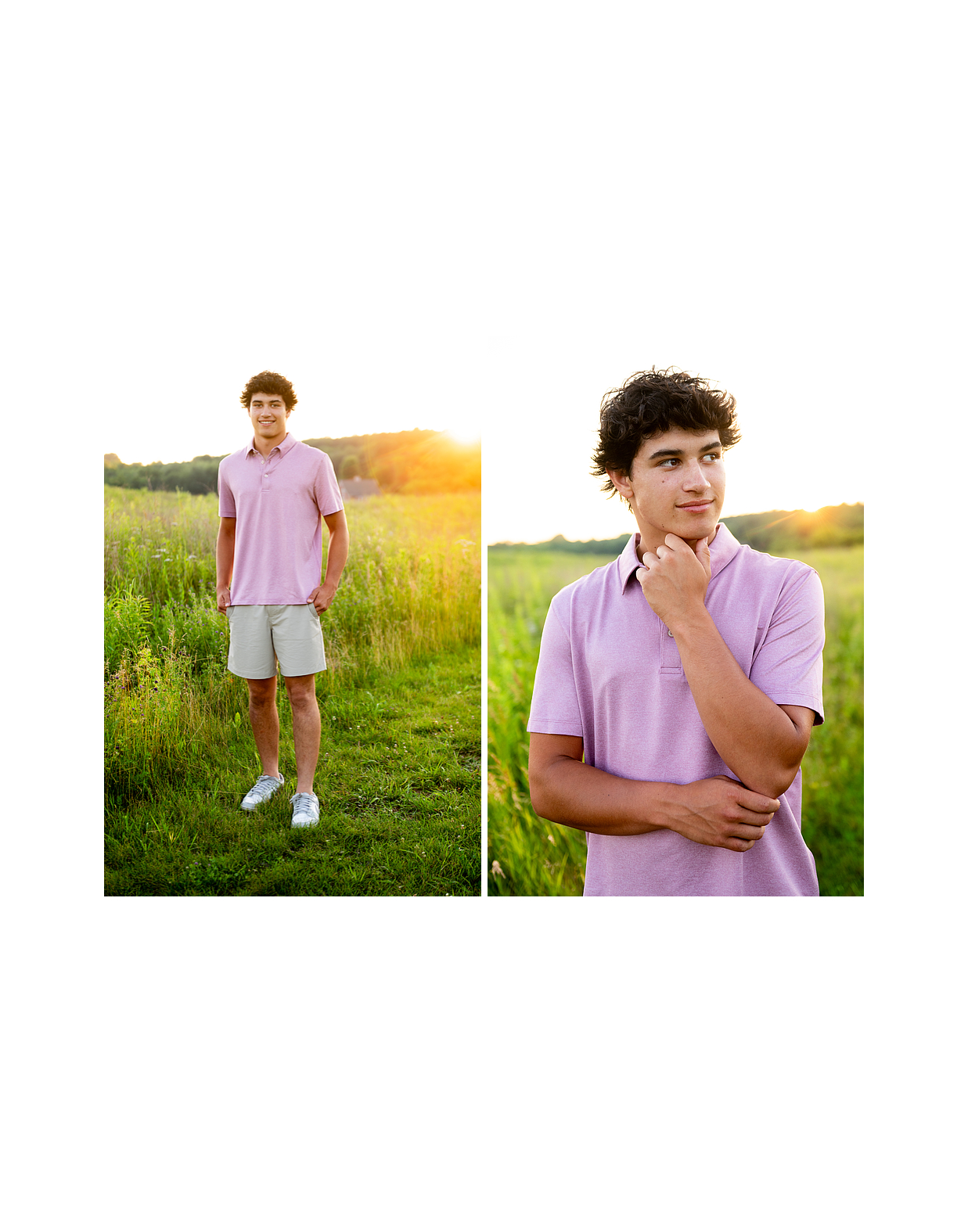 Candid senior portrait in green space at Indian Lake.